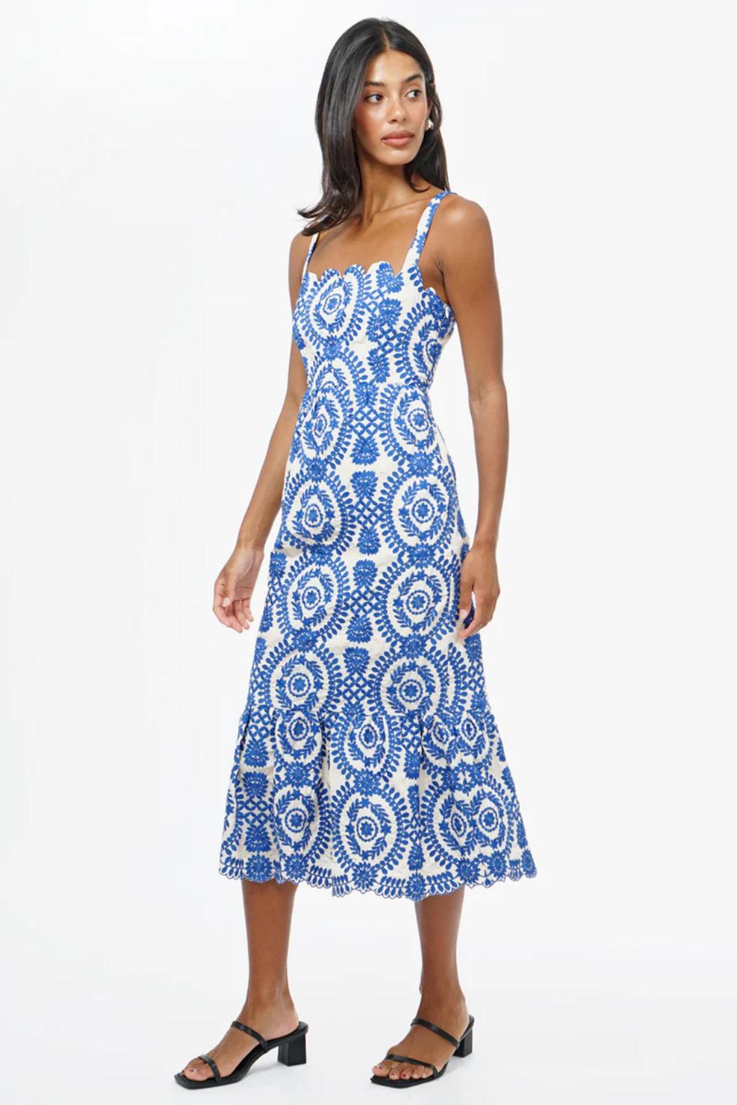 "Shanna" Embroidered Midi Dress Product Image