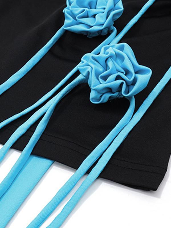 Contrast Color Trim Three-dimensional Decor Ruched Cami Top Product Image