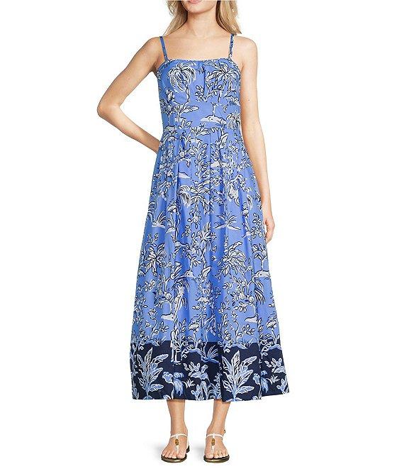 Lilly Pulitzer Kenni Printed Cotton Poplin Strapless Sleeveless Fit-And-Flare Midi Dress Product Image