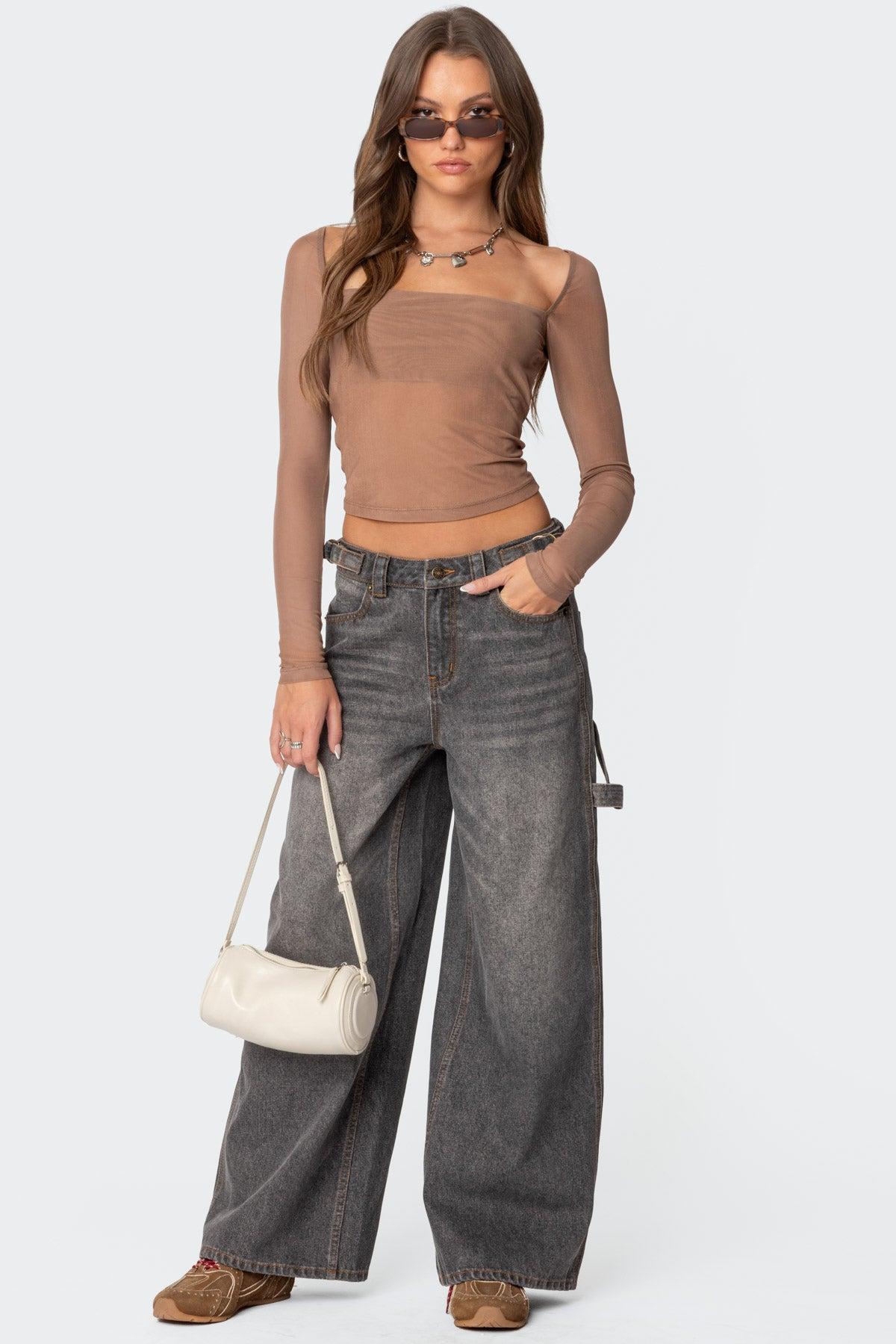 Baggy Washed Low Rise Carpenter Jeans Product Image