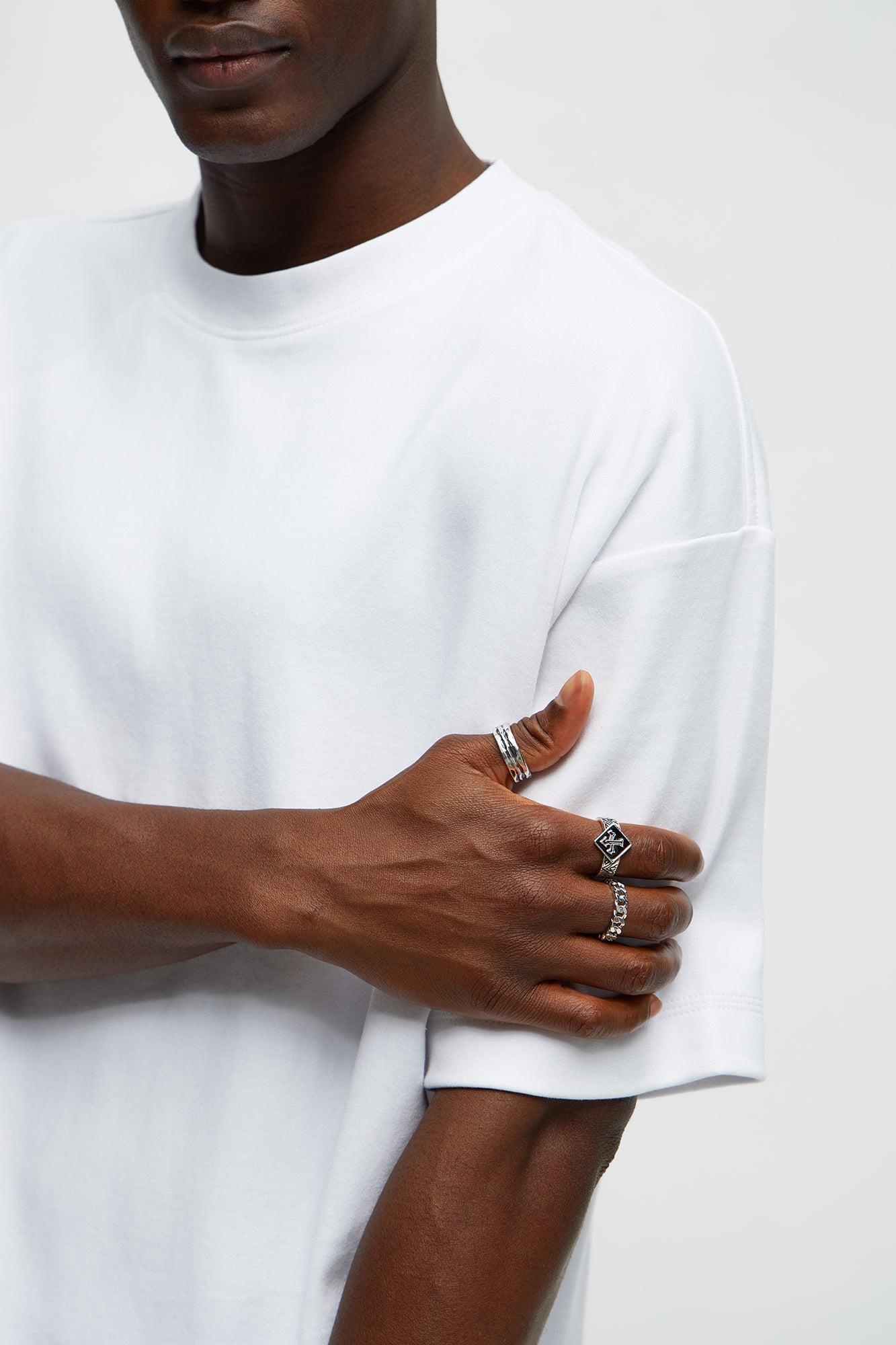 Into Pieces Ring Set - Silver Male Product Image