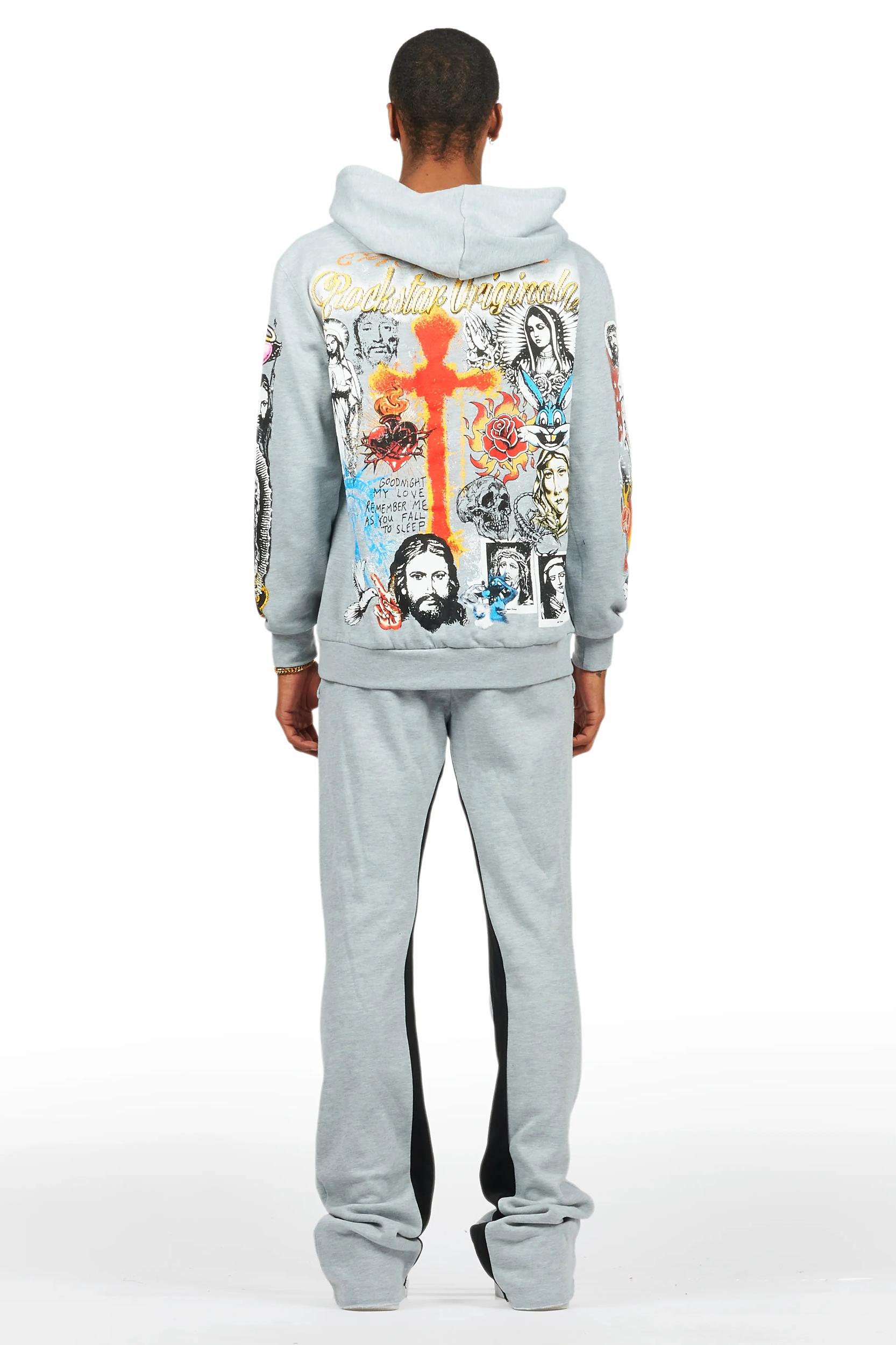 Santos Heather Grey Hoodie/Baggy Track Pant Set Male Product Image