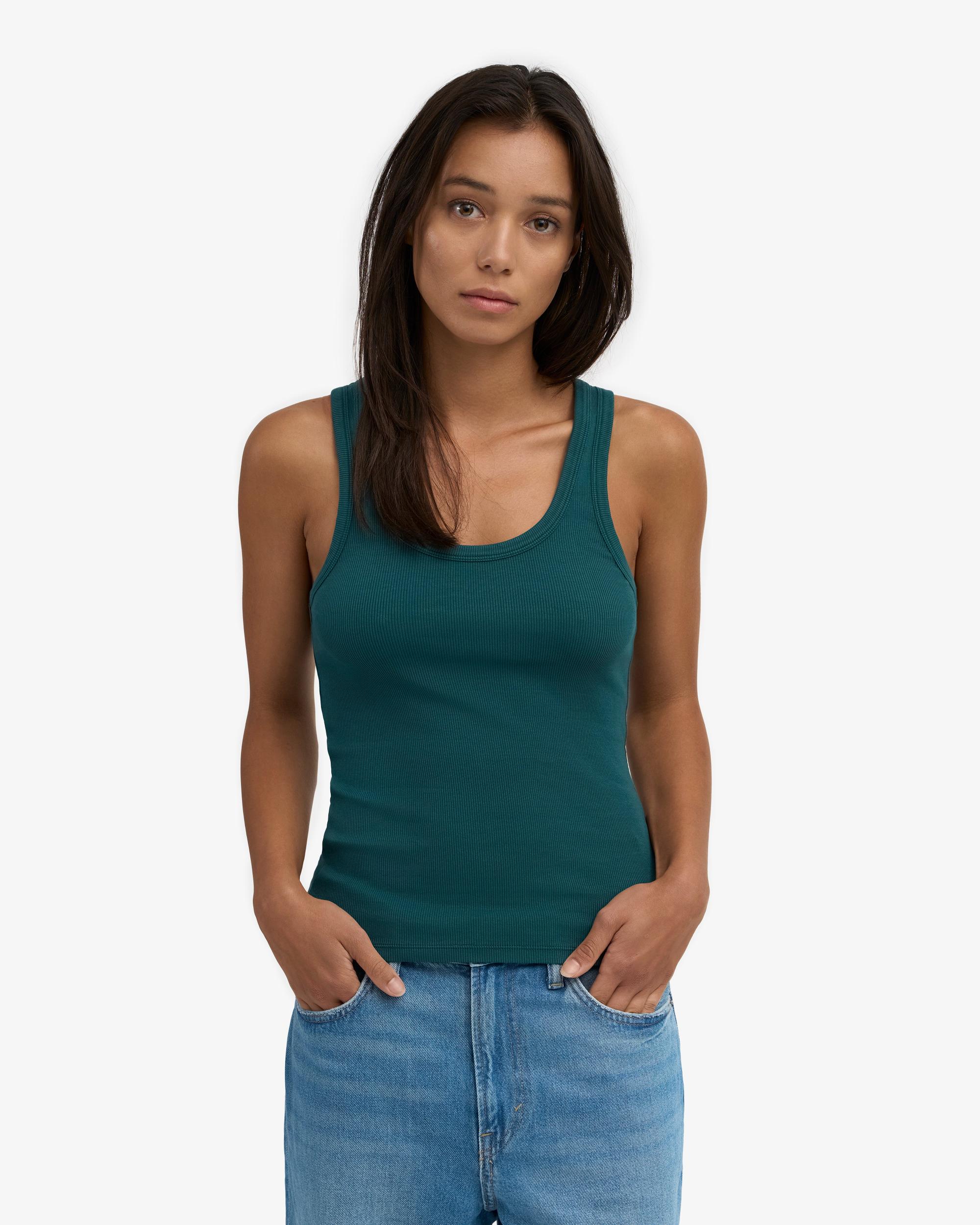 Women Organic Rib Tank Top - Coffee Brown Product Image
