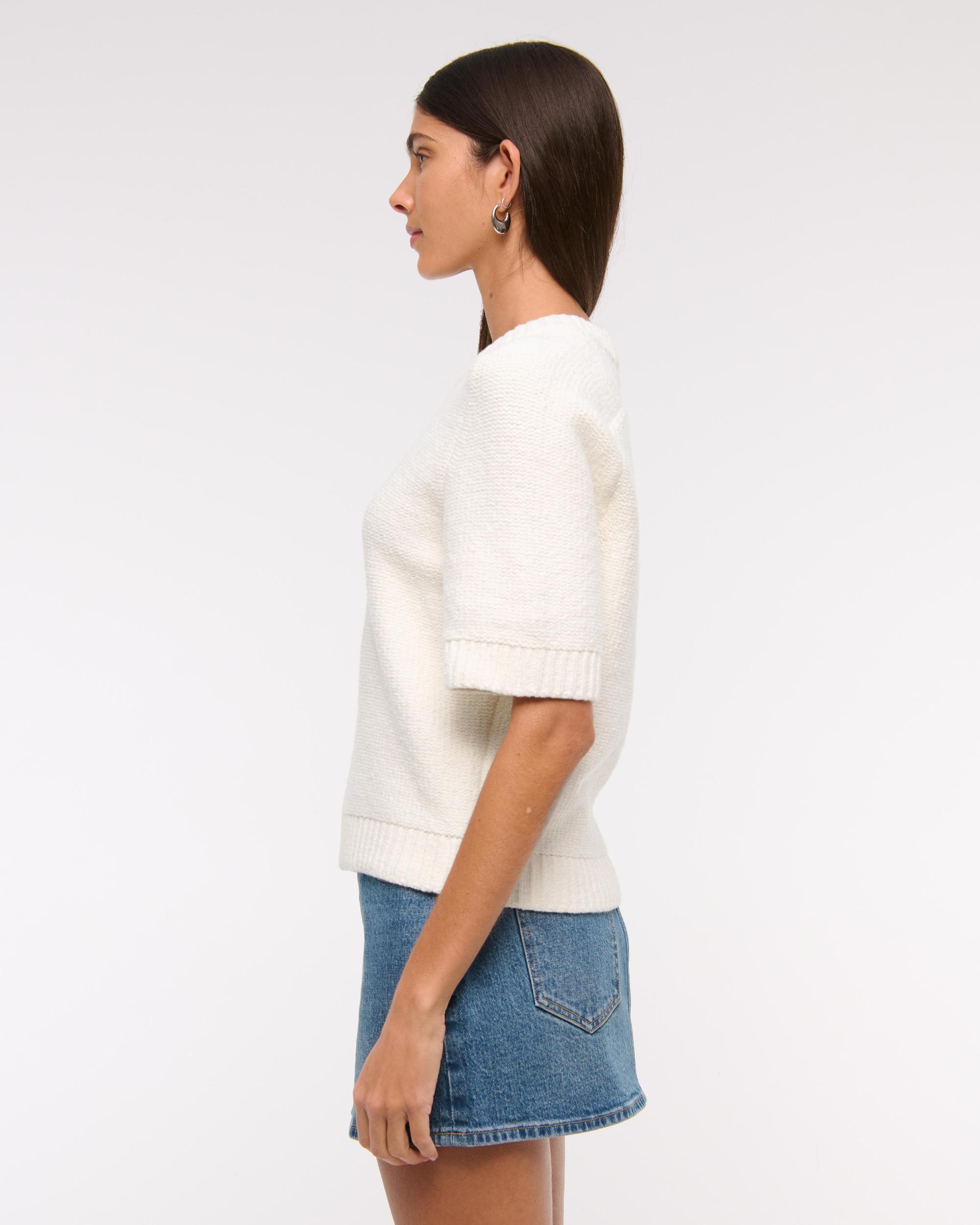The A&F Madeline Textural Crew Sweater Tee Product Image