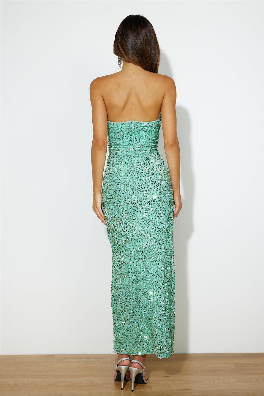 Sparkle From Far Sequin Maxi Dress Green Product Image