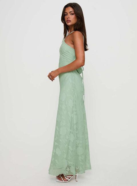 Zoelle Halter Maxi Dress Sage Product Image