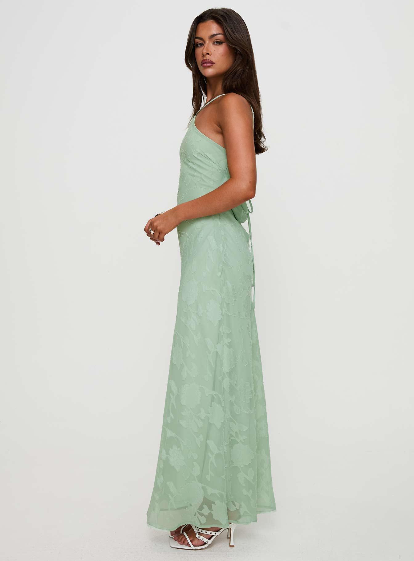 Zoelle Halter Maxi Dress Sage Product Image