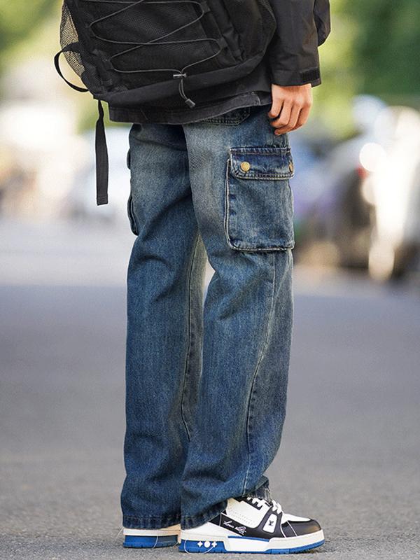Men's Zip Up Flap Pocket Cargo Jeans Product Image