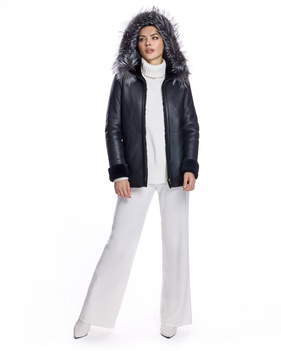 Shearling Lamb Jacket With Fox Trimmed Hood Product Image