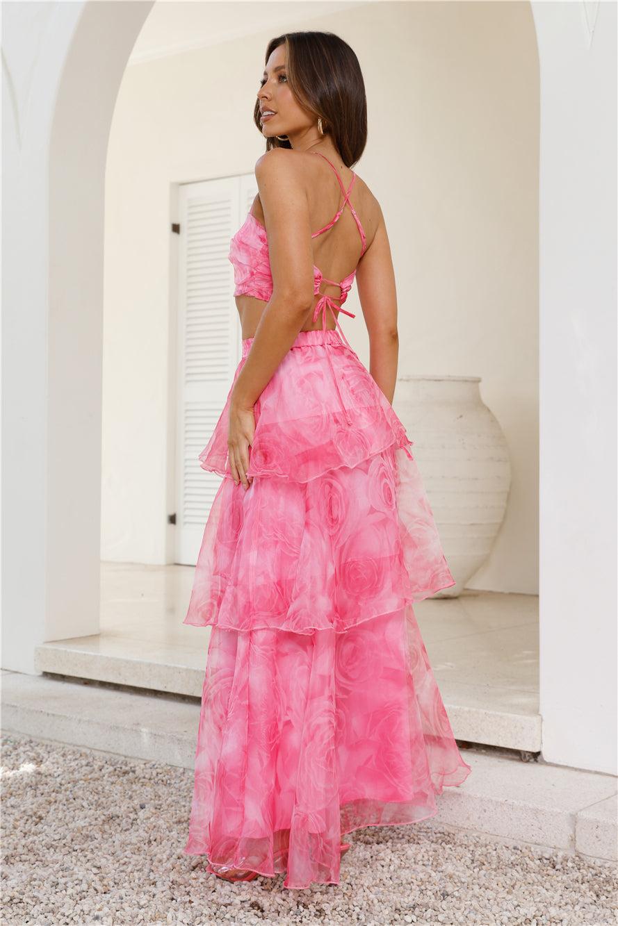 Worthy Of Roses Frill Crop Top Pink Product Image