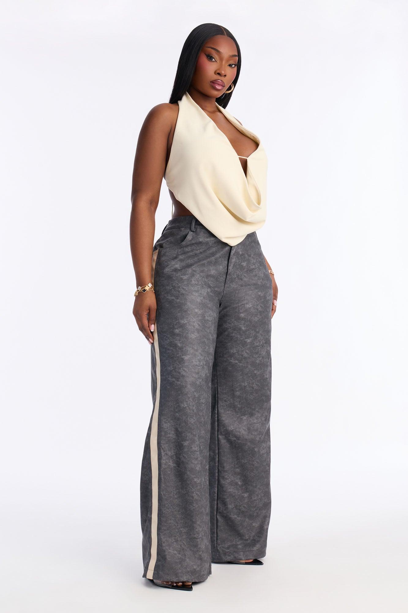 Kelsey Washed Faux Leather Wide Leg Pant - Rinse Blue Wash Female Product Image