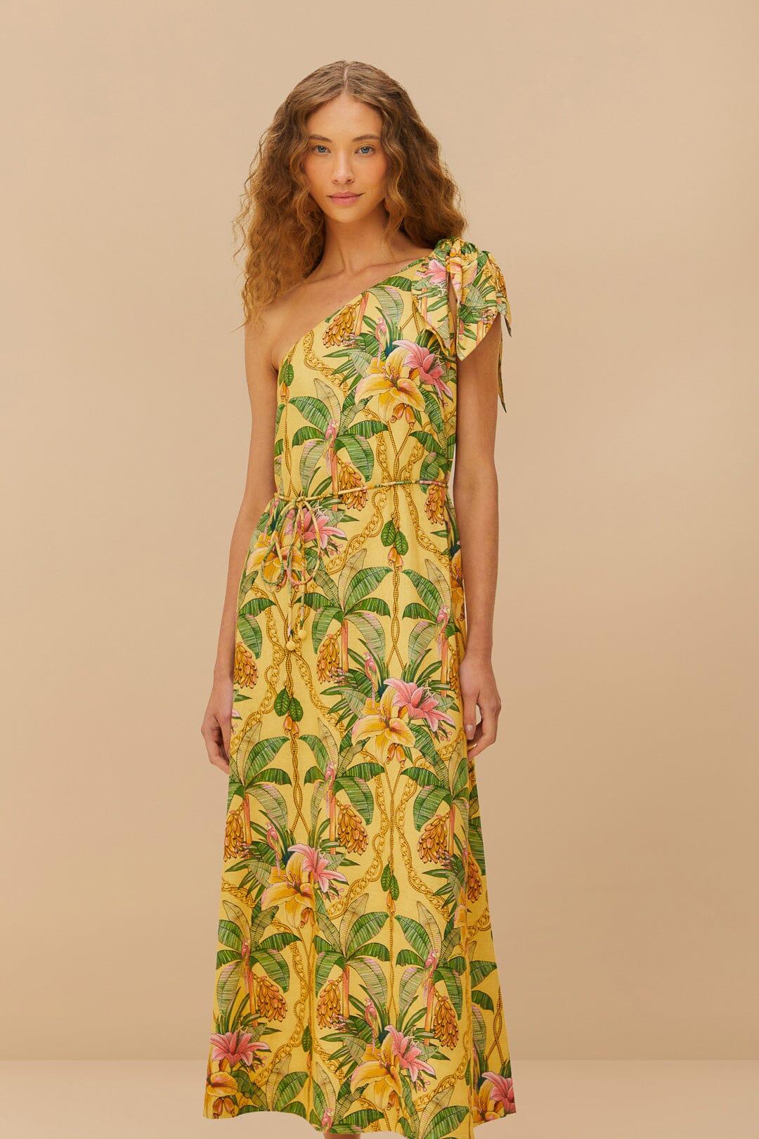 Yellow Tropical Paradise LENZING™ ECOVERO™ Euroflax™ Maxi Dress Product Image