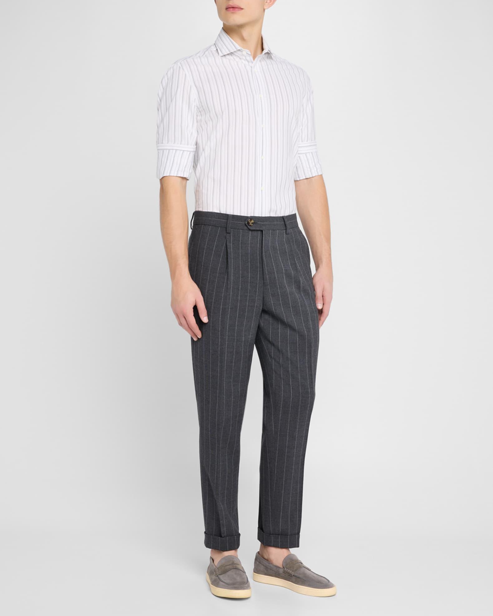 Men's Cotton Multi-Stripe Sport Shirt Product Image