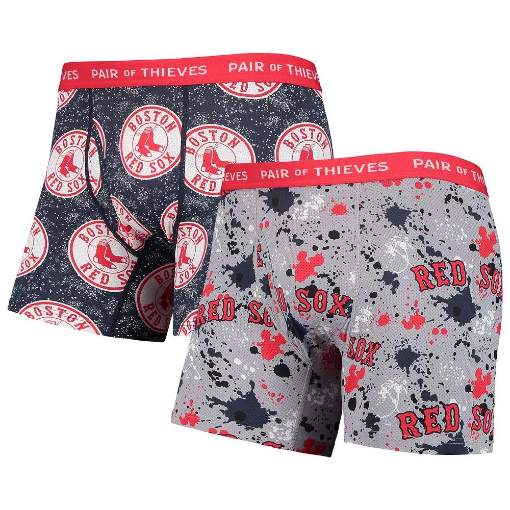Men's Pair of Thieves Gray/Navy Boston Red Sox Super Fit 2-Pack Boxer Briefs Set, Size: Small, Grey Product Image