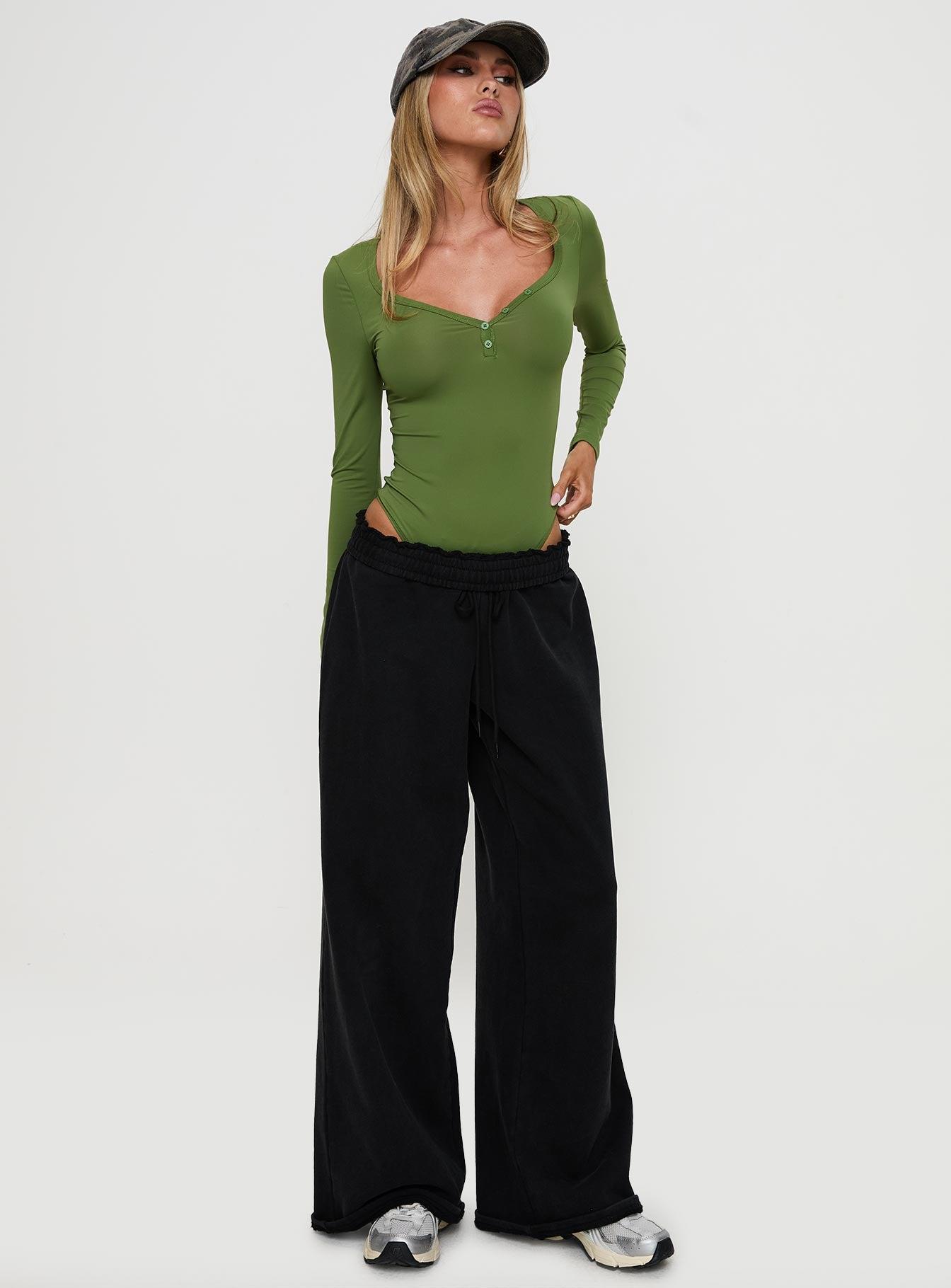 Delgado Long Sleeve Bodysuit Olive Product Image