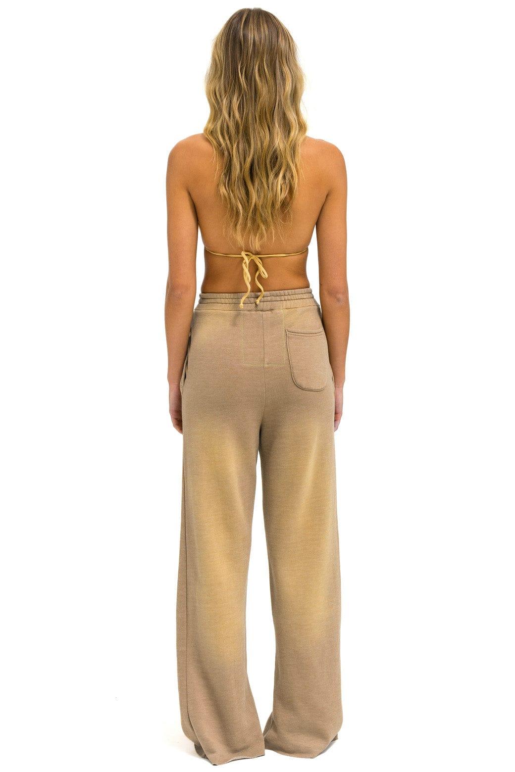 BOLT STITCH WIDE LEG POCKET SWEATPANTS - FADED TAN Female Product Image
