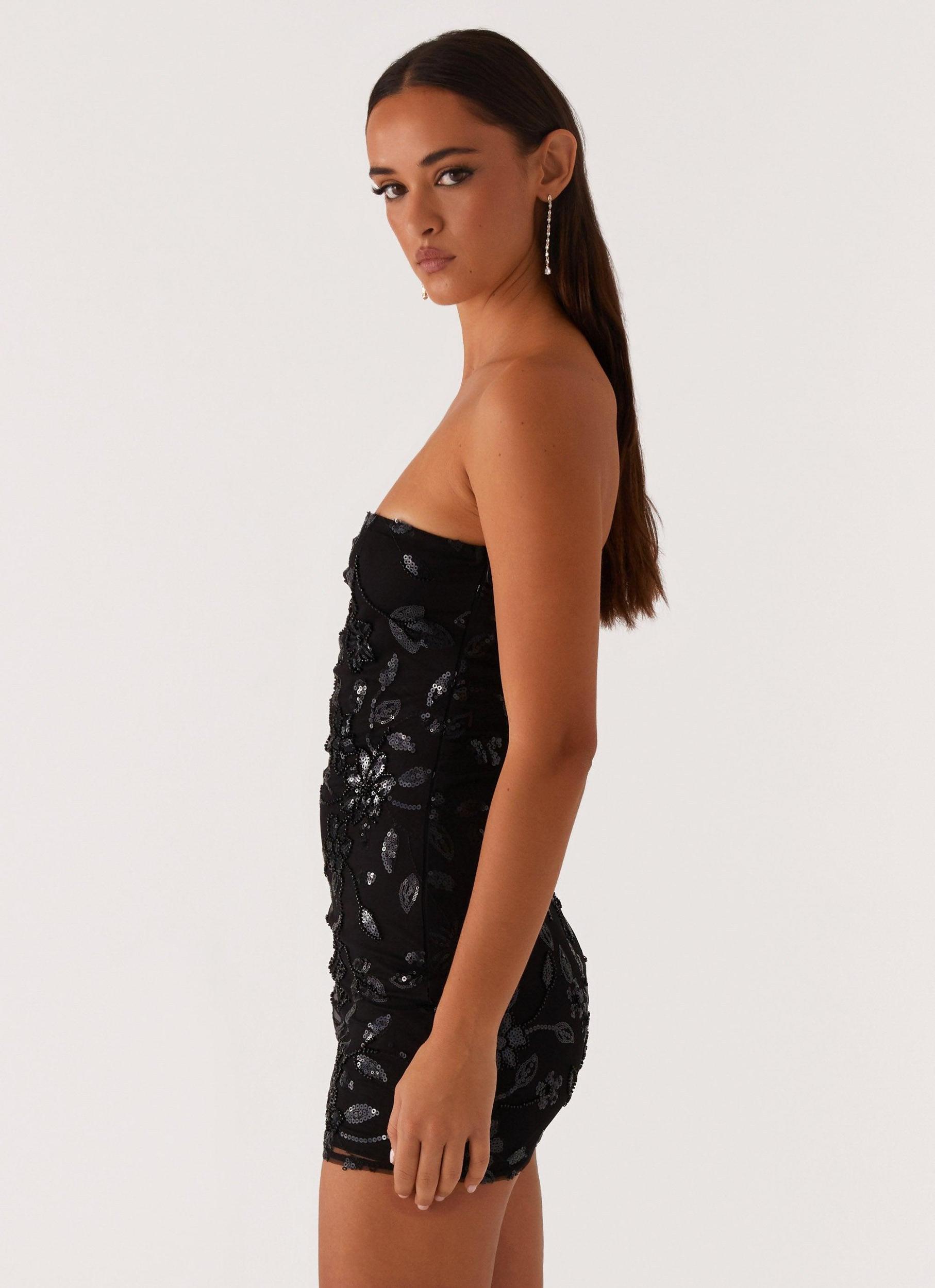 Moorey Beaded Mini Dress - Black Product Image