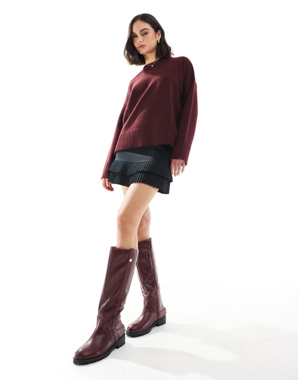 ASOS DESIGN double pleat mini skirt in black Product Image