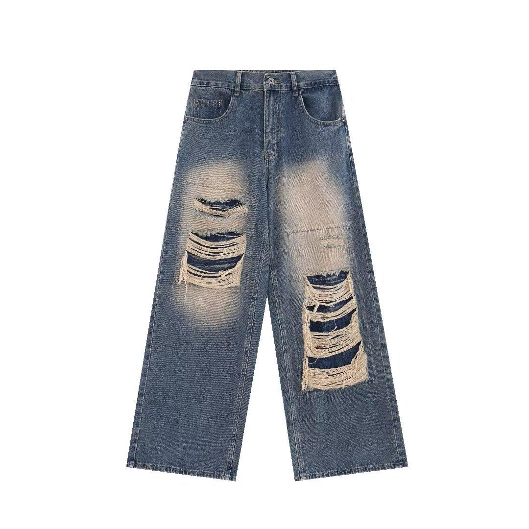 Sopula Unisex Men's Vintage High Street Ripped Baggy Jeans Product Image