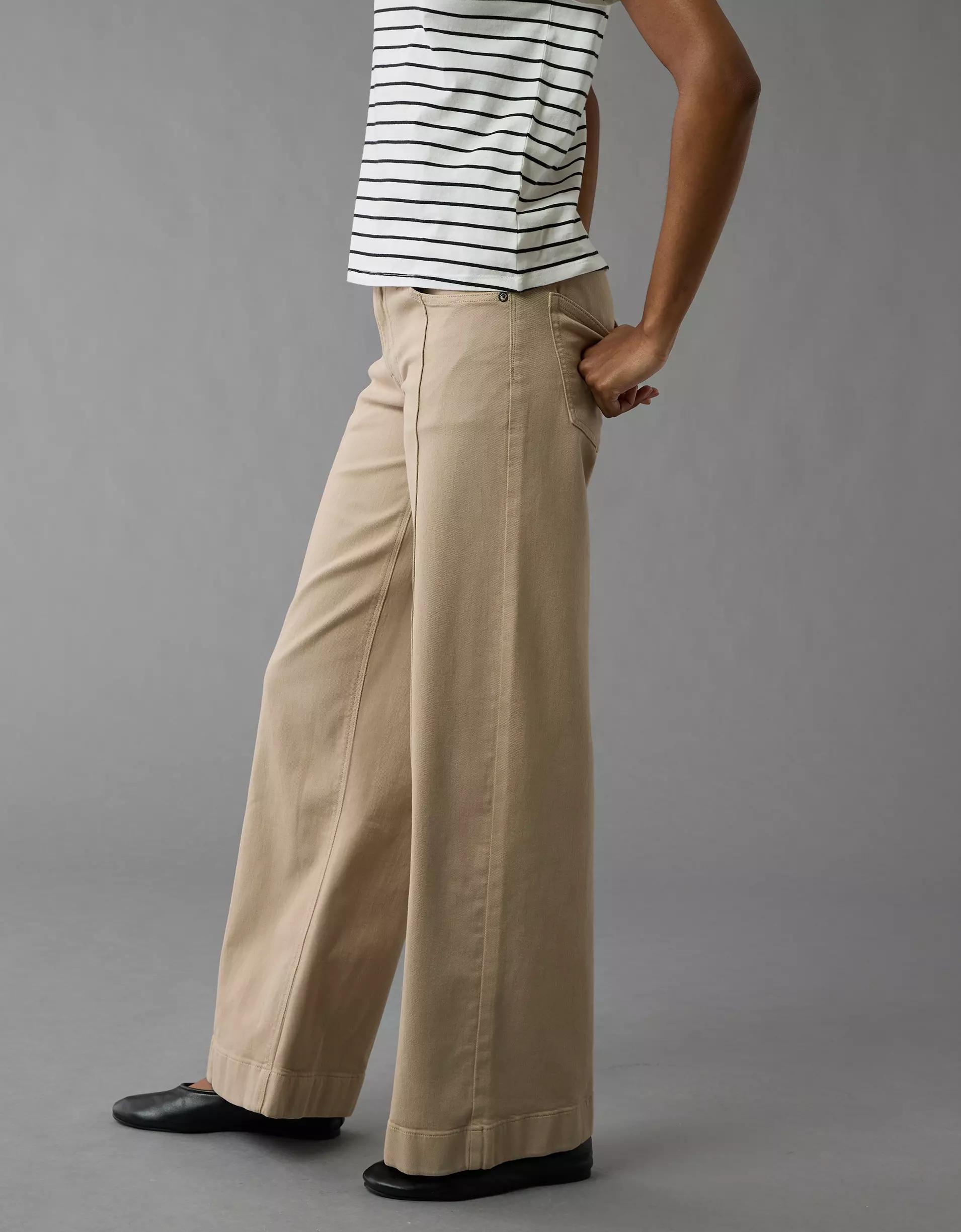 AE Dreamy Drape Stretch Low-Rise Baggy Wide-Leg Pant Product Image