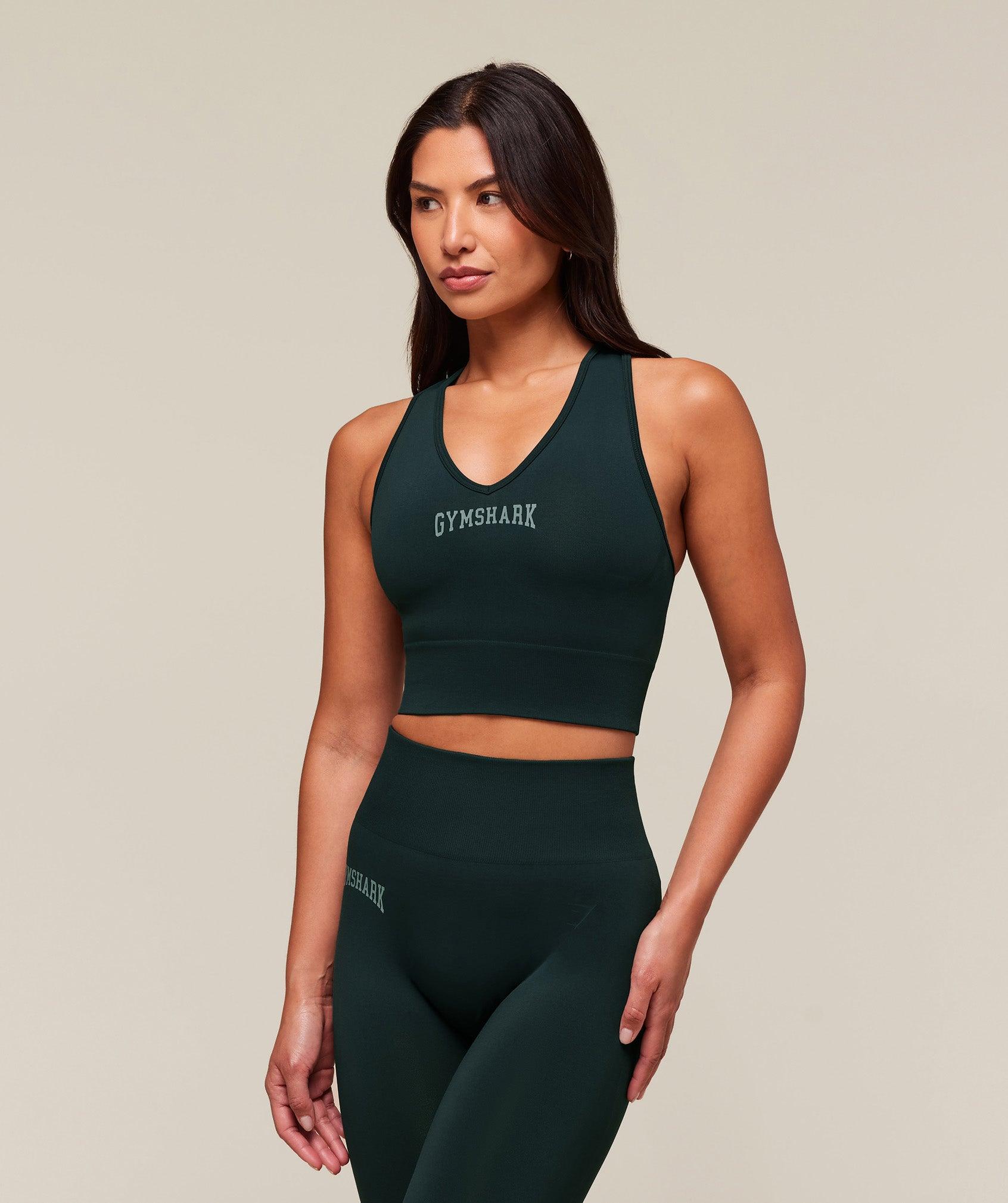 Gymshark Everyday Seamless Graphic Crop Tank - Darkest Teal Female Product Image