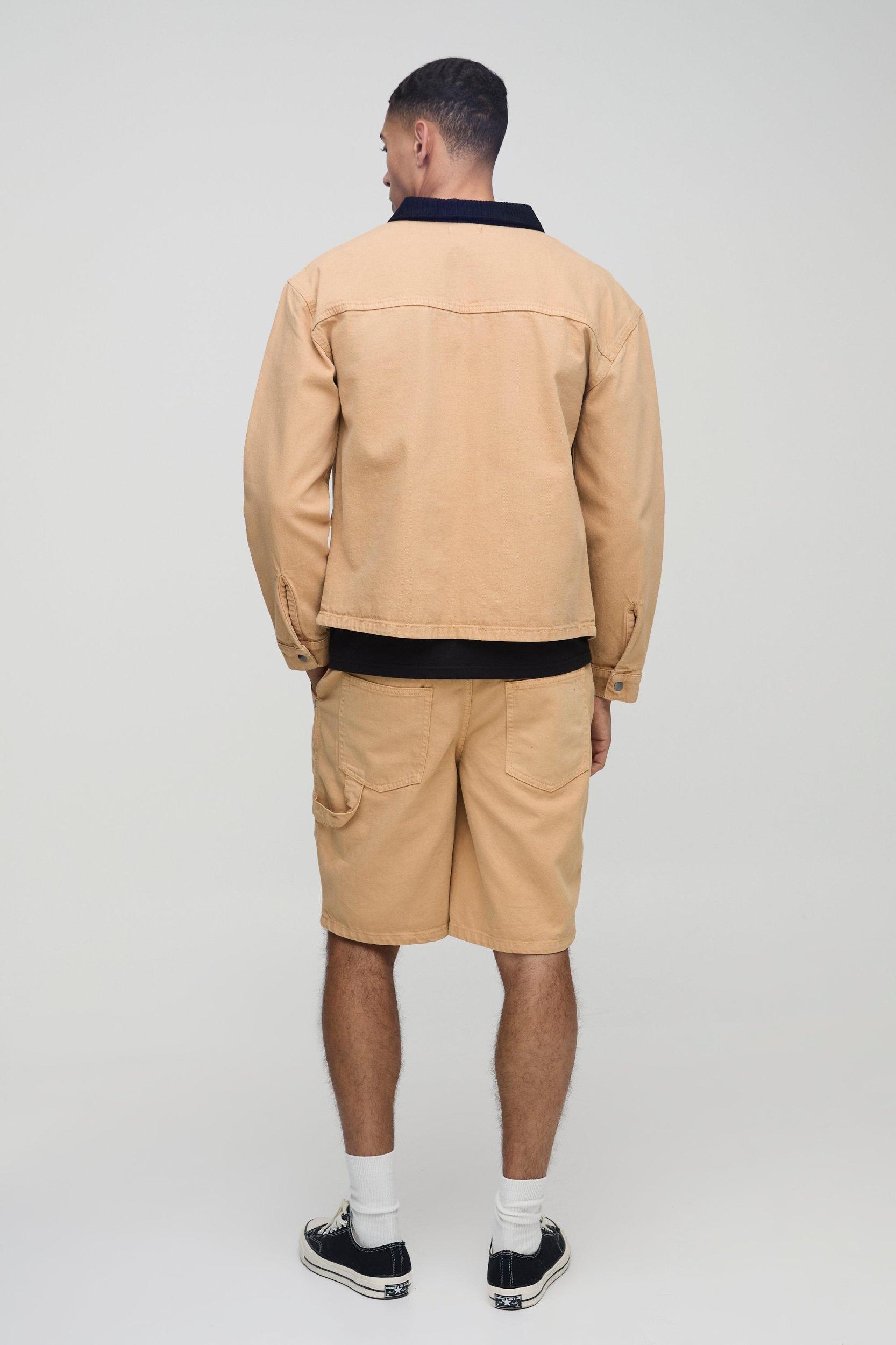 Relaxed Fit Twill Worker Short | boohooMAN USA Product Image