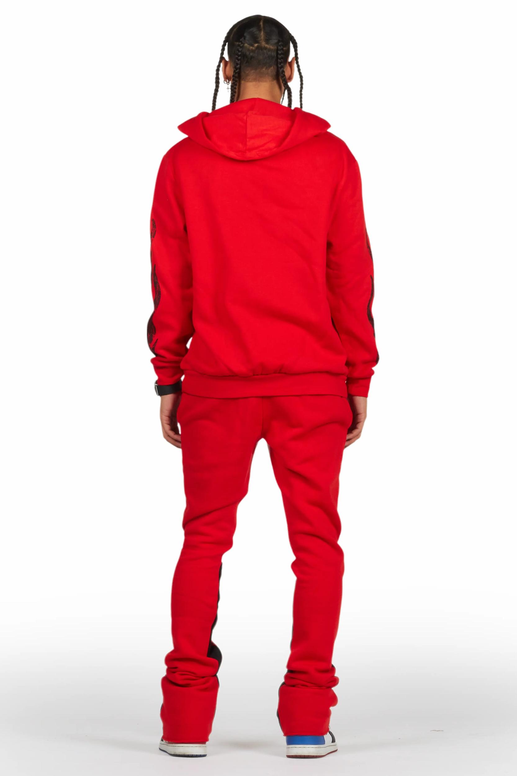Amos Red Hoodie/Stacked Flare Track Set Male Product Image