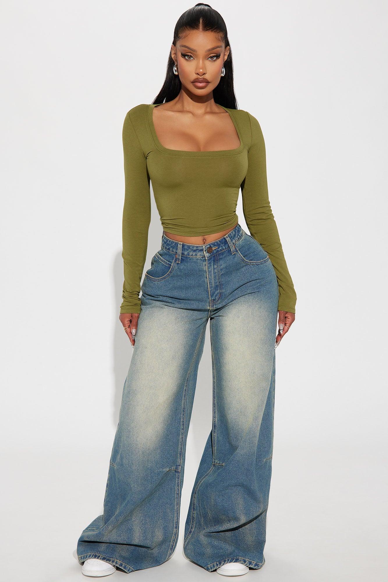 Sonia Square Neck Top - Green Product Image
