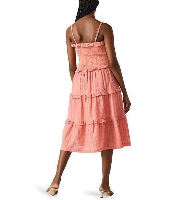 Steve Madden Nash Square Neck Sleeveless Smocked A-Line Drop Waist Midi Dress Product Image