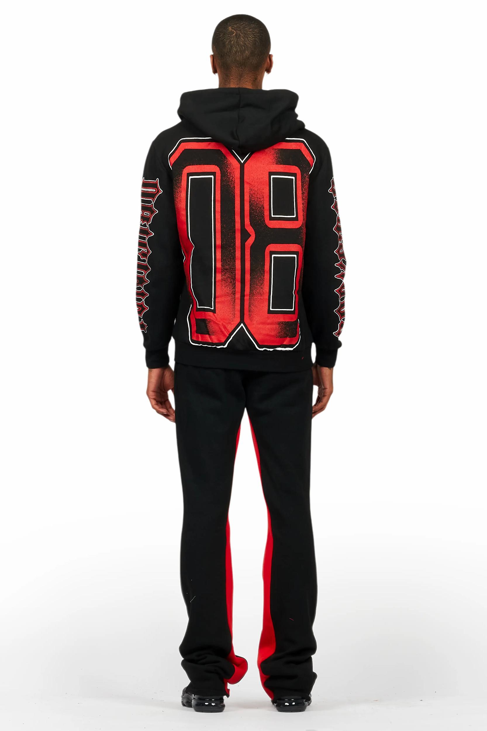 Alim Black/Red Hoodie/Baggy Track Pant Set Male Product Image
