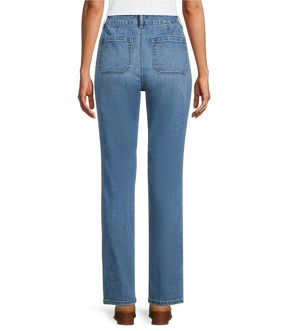 Westbound Petite High Rise Patch Pocket Straight Leg Pull-On Denim Pants Product Image