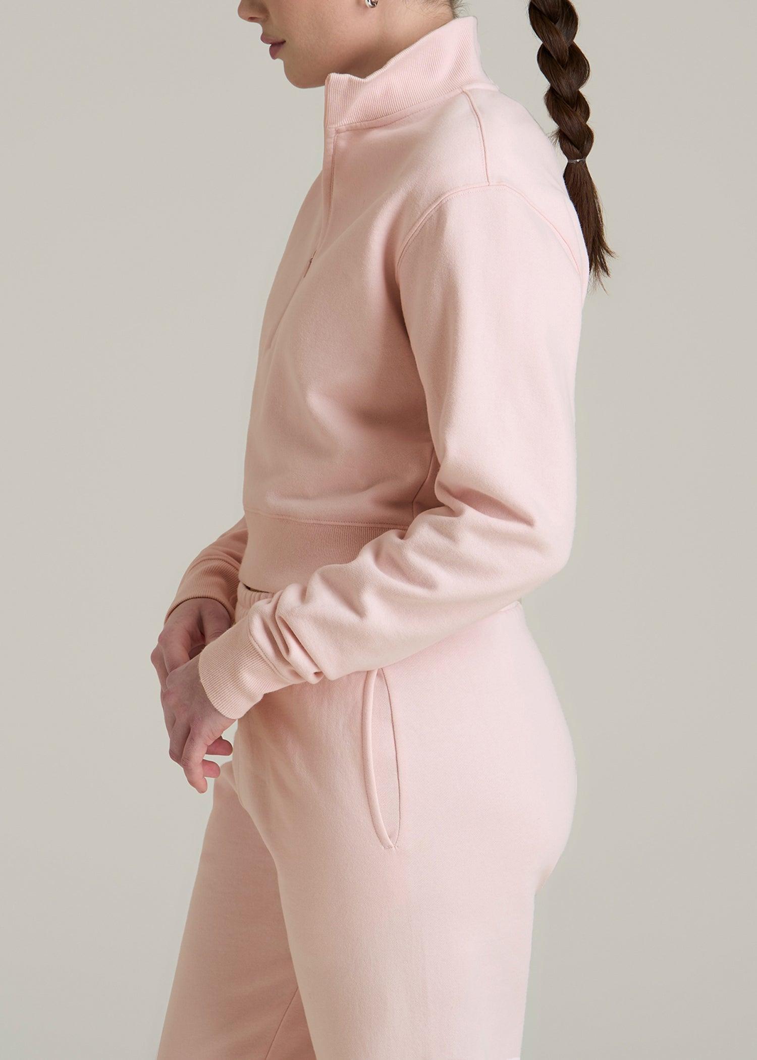 Wearever 2.0 Fleece Half-Zip Cropped Sweatshirt for Tall Women in Barely Pink Female Product Image