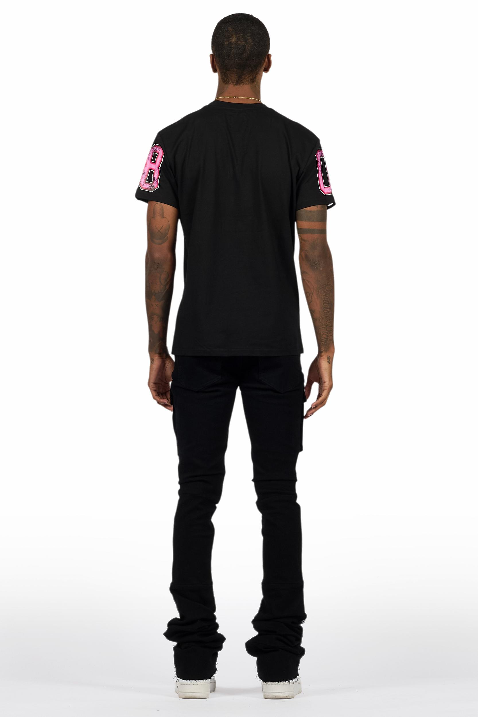 Fields Black T-Shirt/Nello Painted Super Stacked Flare Jean Set Male Product Image