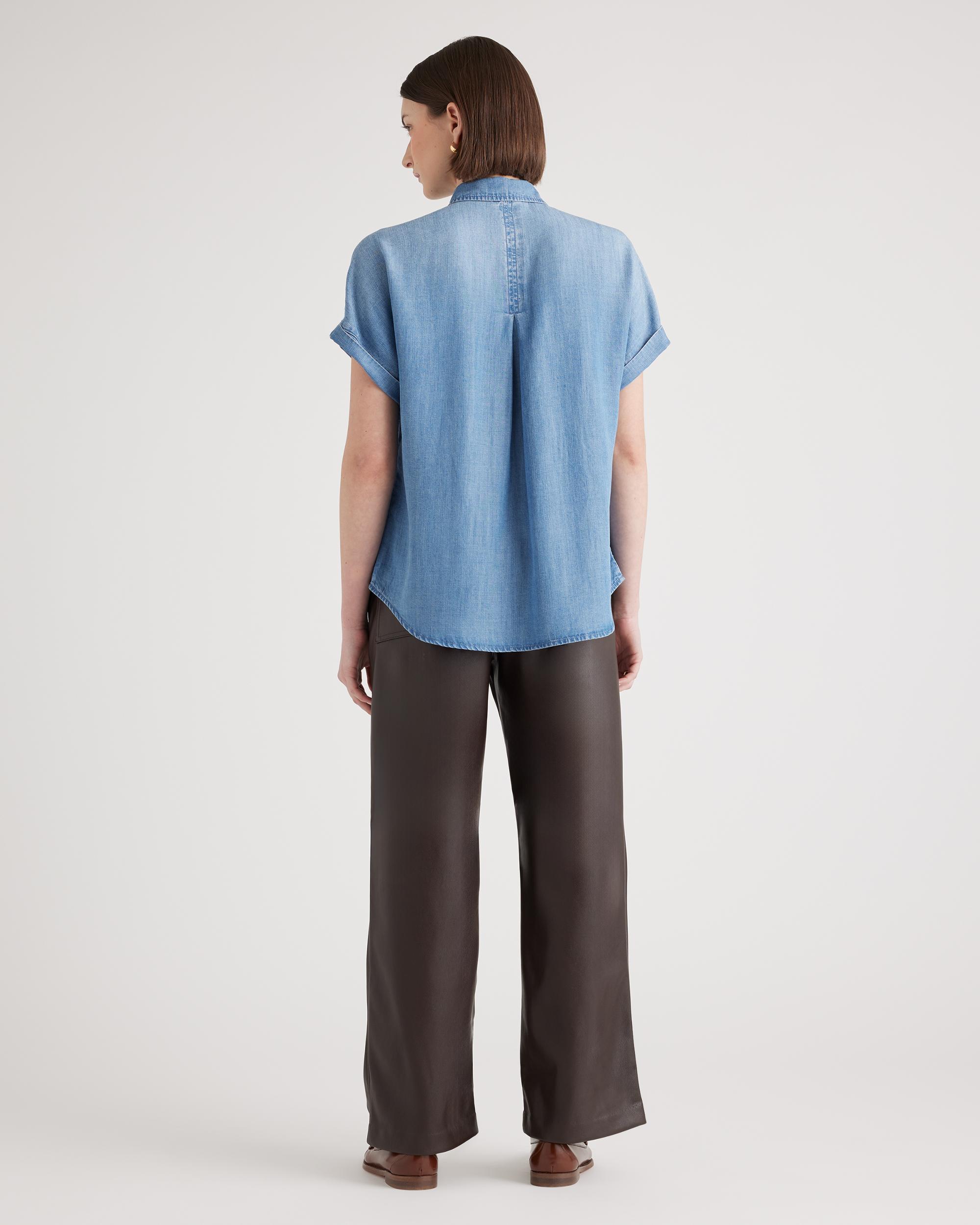 Quince | Women's Chambray Tencel Short Sleeve Shirt Size XS Product Image