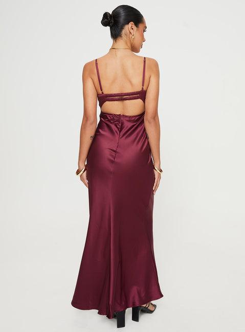 Fadyen Bias Cut Maxi Dress Burgundy Product Image