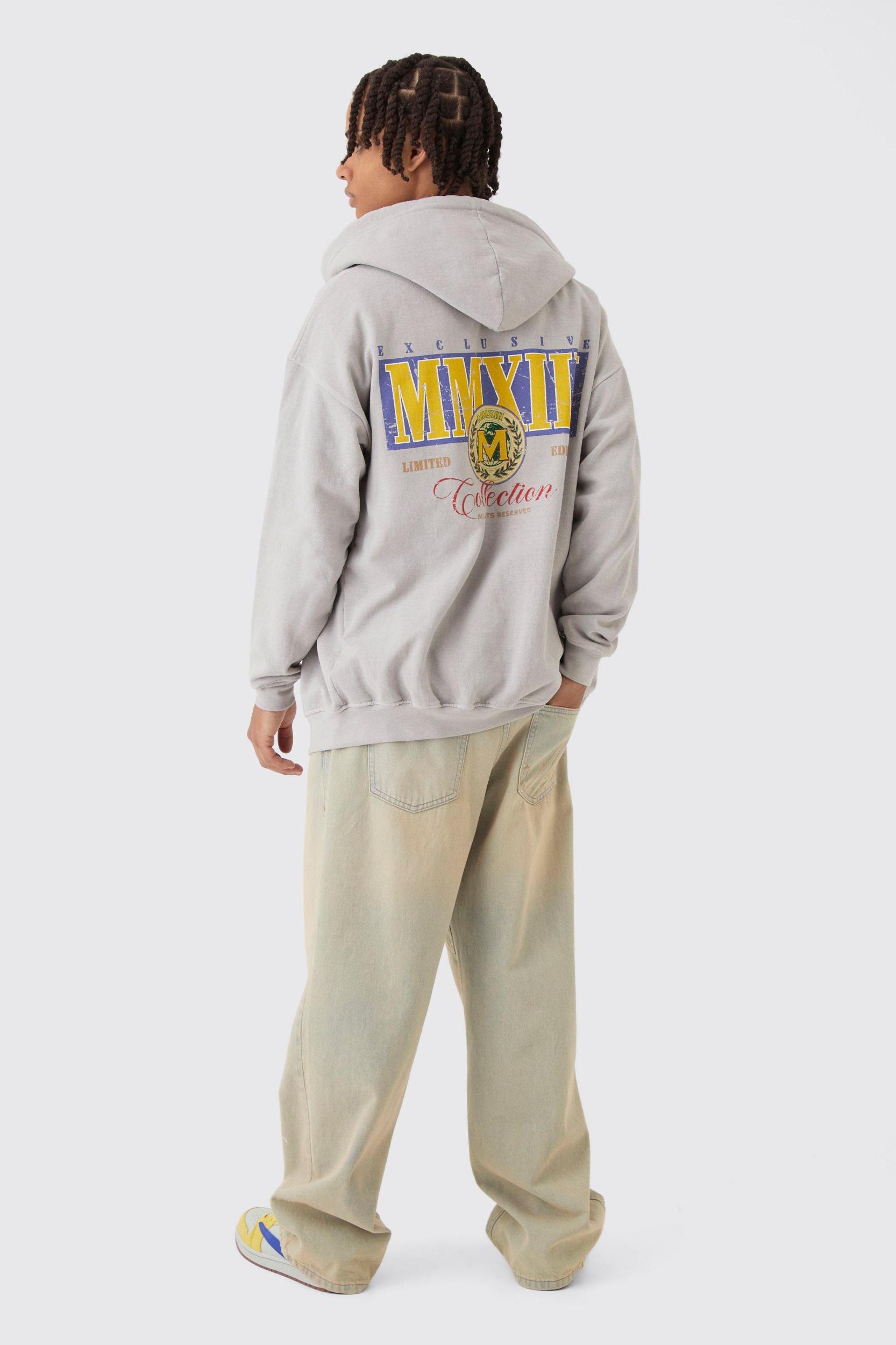 Regular Fit Washed Limited Zip Through Hoodie | boohooMAN USA Product Image