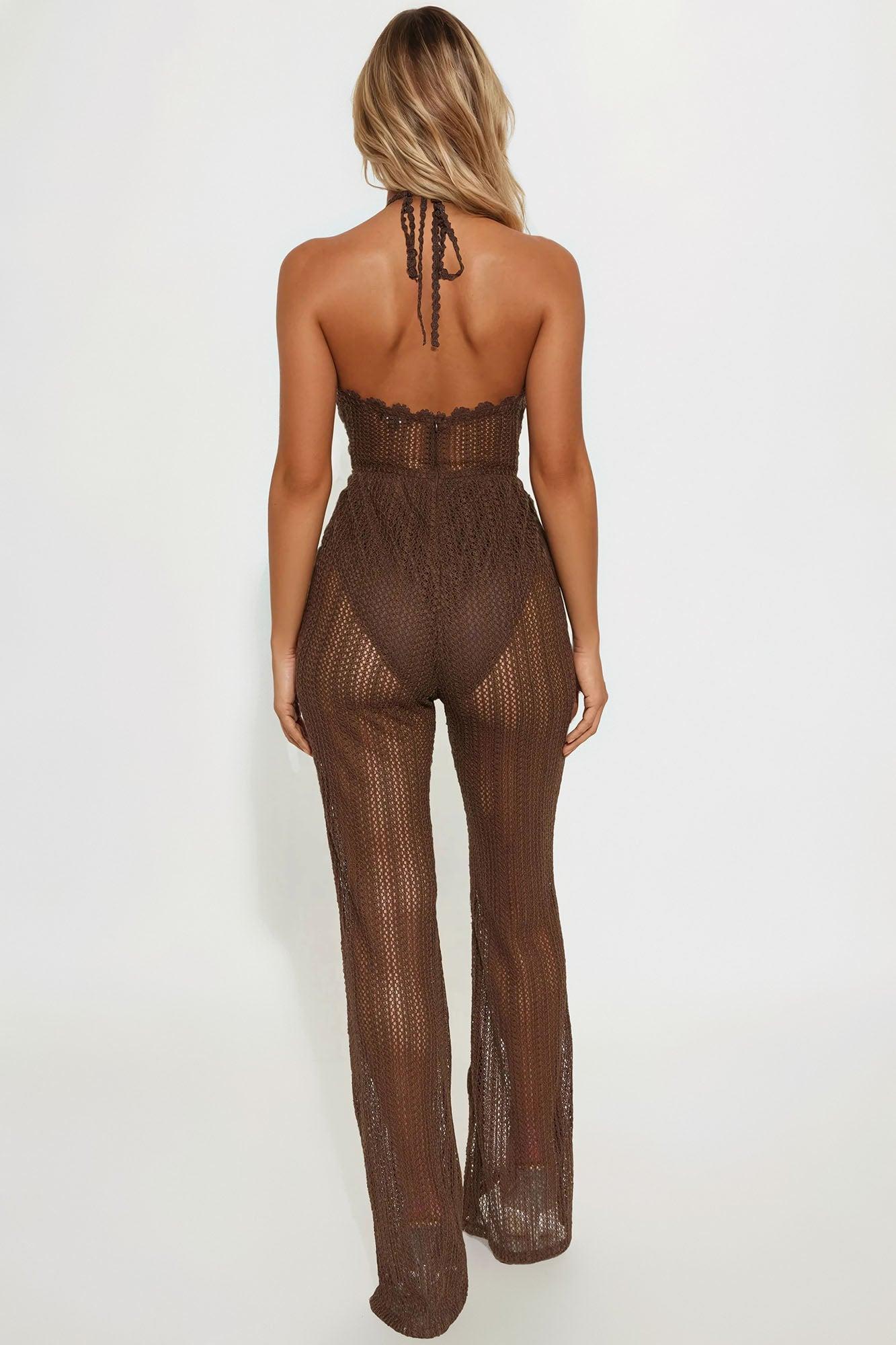 Merina Crochet Jumpsuit - Brown Female Product Image