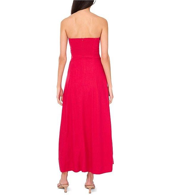 1. STATE Strapless Linen Blend Smocked Back Pocketed A-Line Maxi Dress Product Image