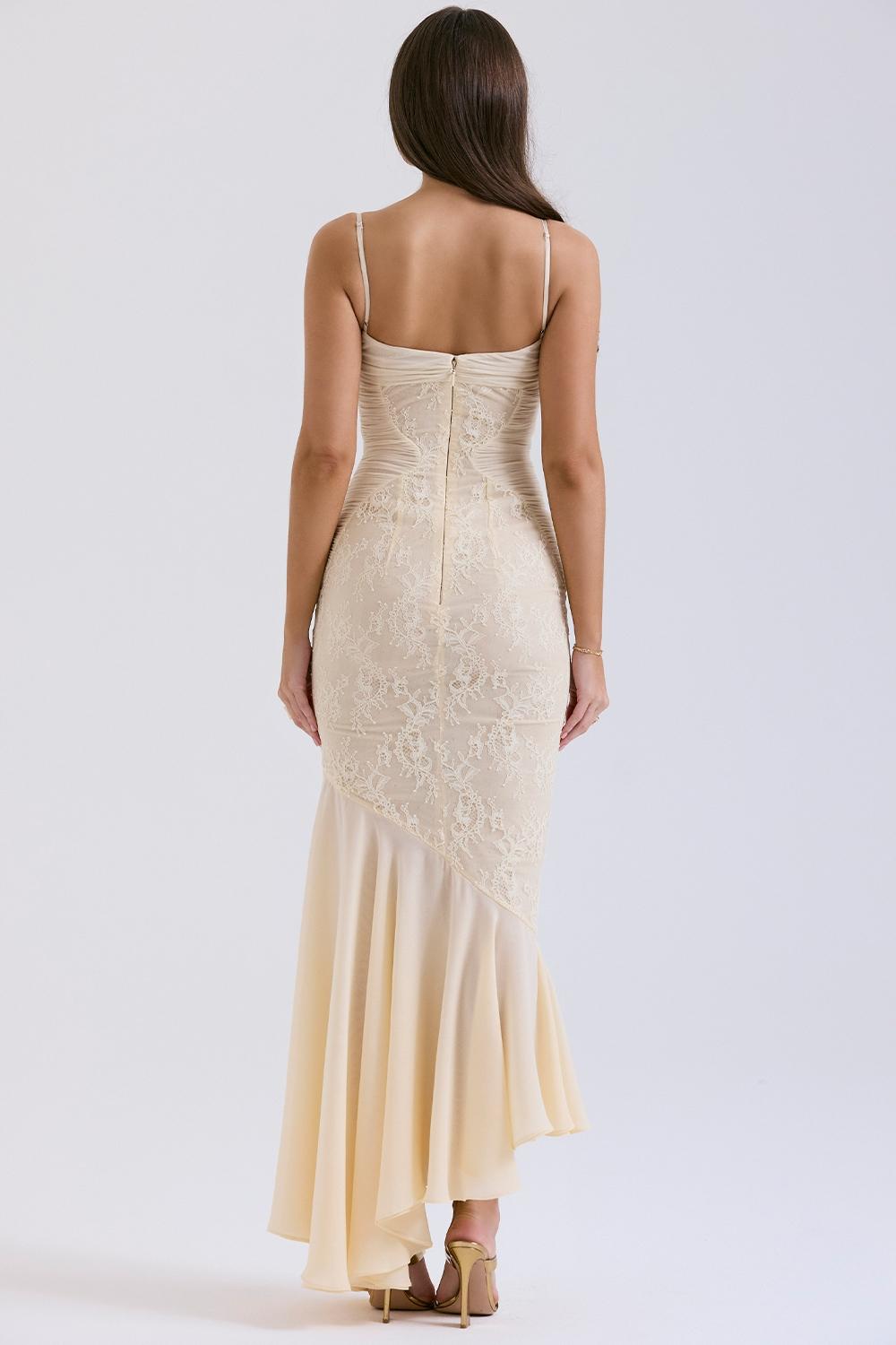 Felicia  vanilla chiffon & lace gown - sale Product Image