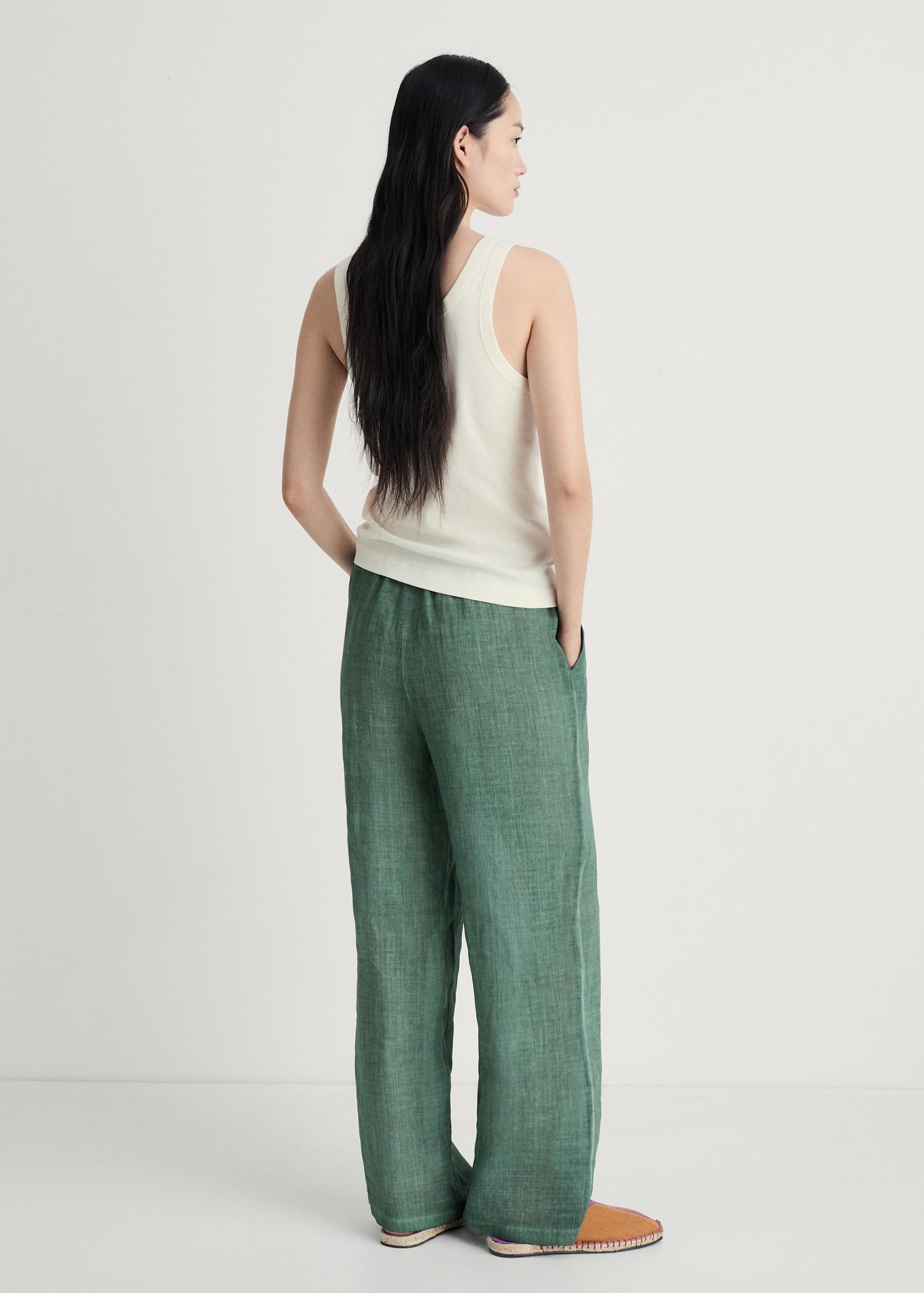 Overdyed-design ramie pants - Women | MANGO USA Product Image
