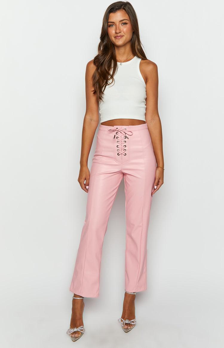 Elevate Pink PU Leather Pants Baby Product Image