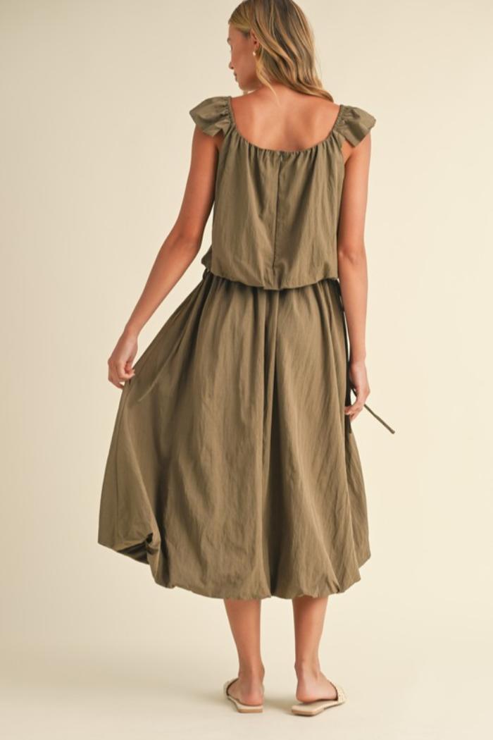 Side Tie Bubble Midi Skirt Product Image