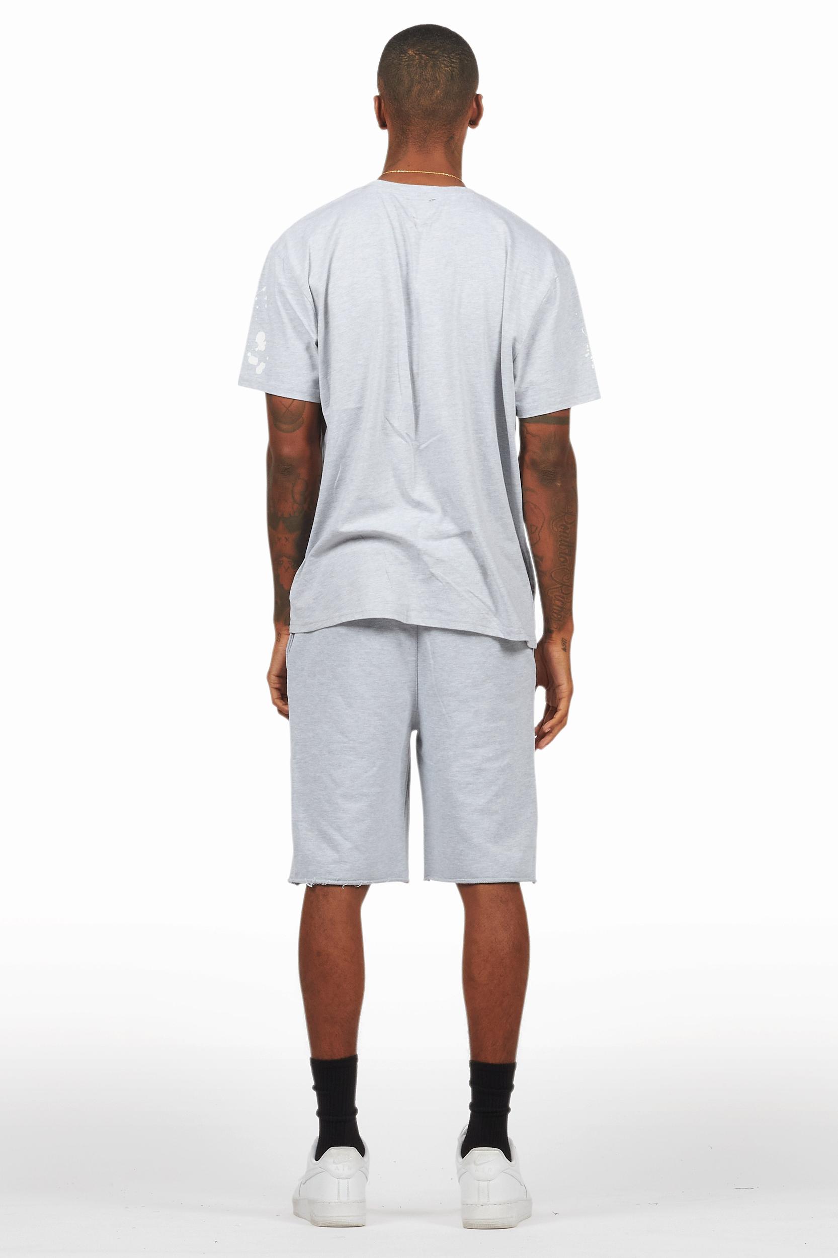 Rafix Heather Grey Graphic T-Shirt Short Set Male Product Image
