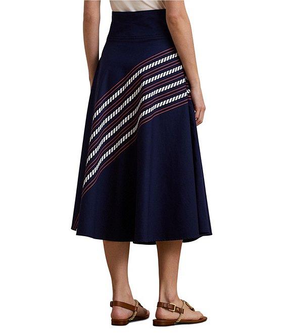 Lauren Ralph Lauren Lace-Up Waist A-Line Midi Skirt Product Image