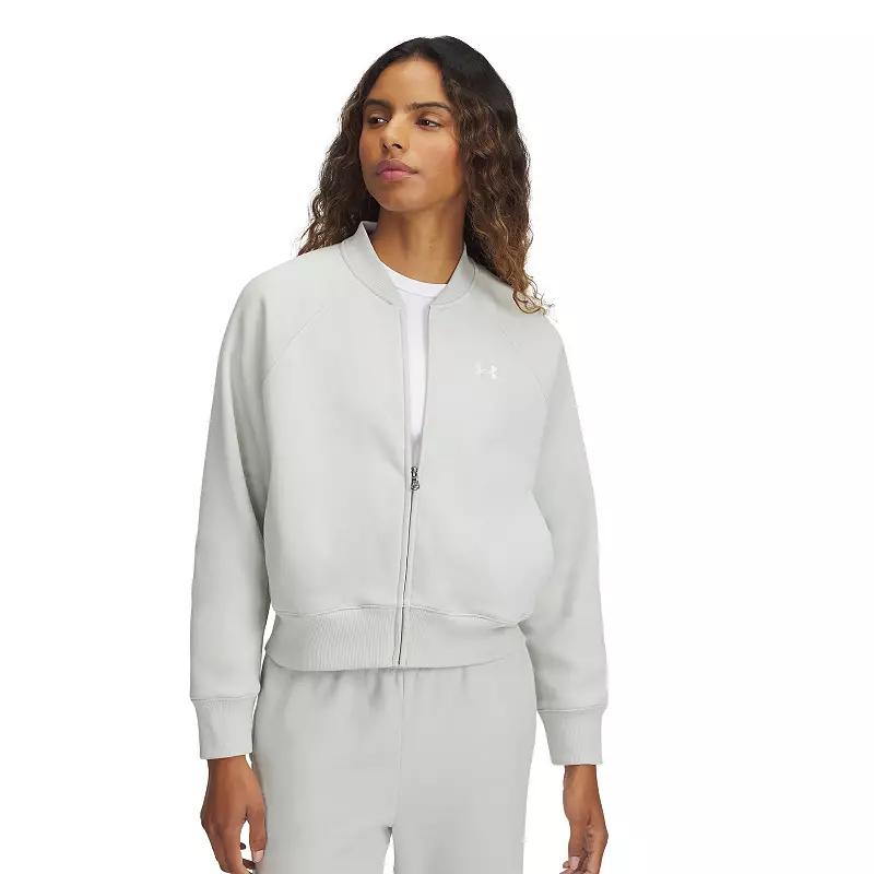 Women's Under Armour Rival Fleece Bomber Jacket, Size: Medium, Hydro Green Product Image