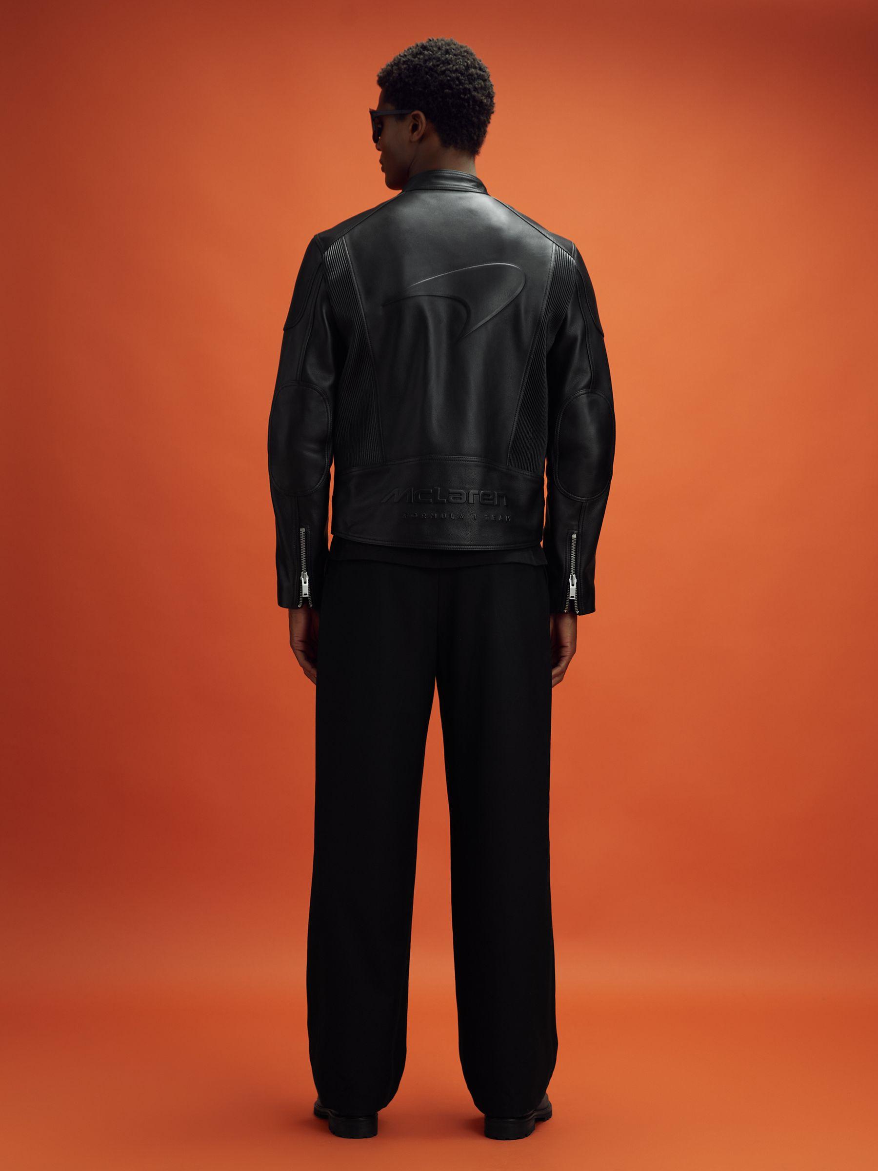 McLaren F1 Embossed Leather Jacket in Black Product Image