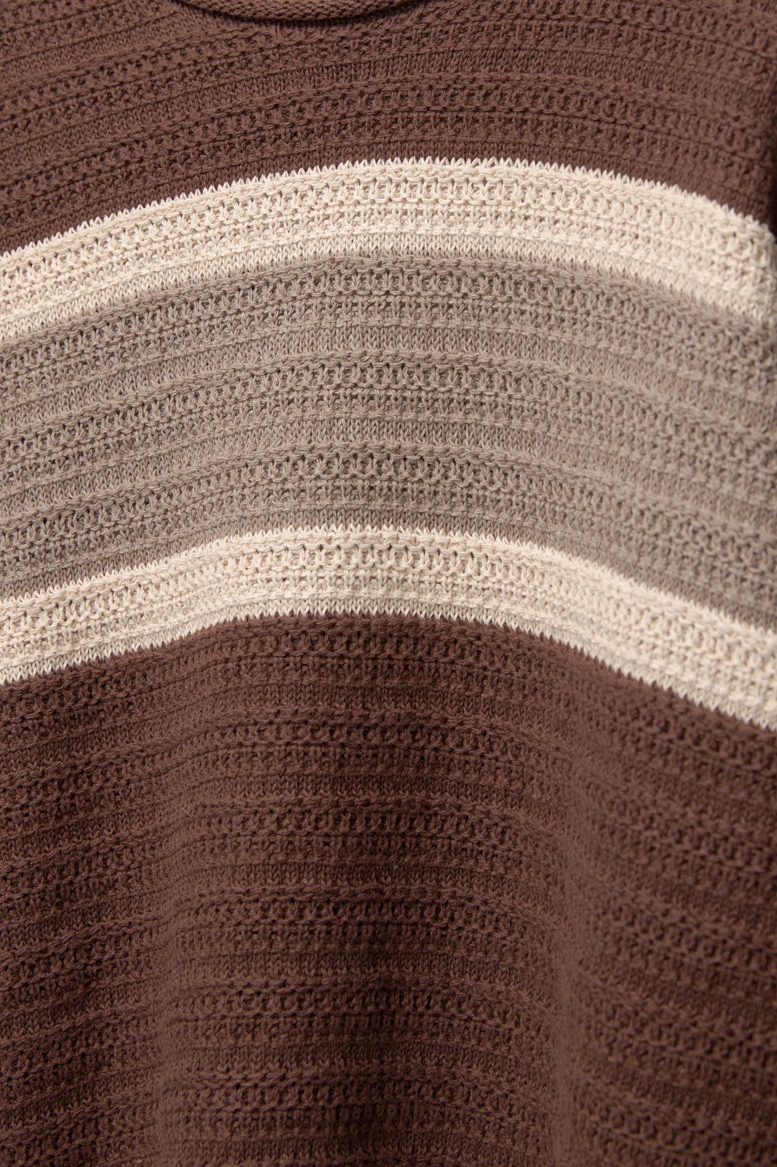 Striped knit sweater with side slit Product Image