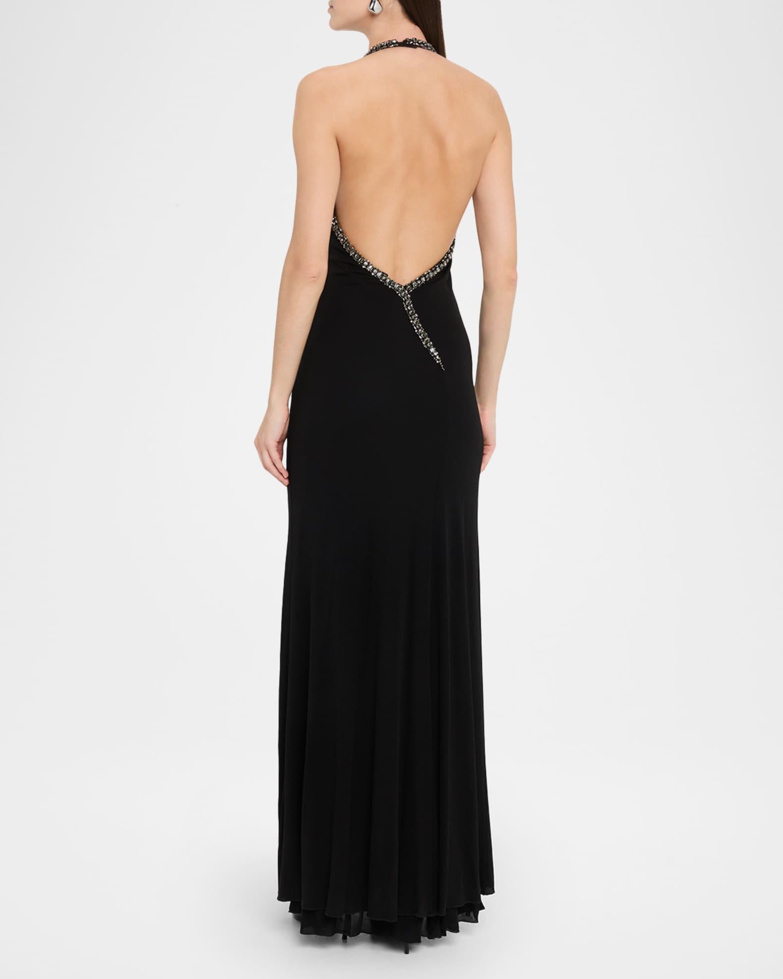 Long Rhinestone Halter Dress Product Image