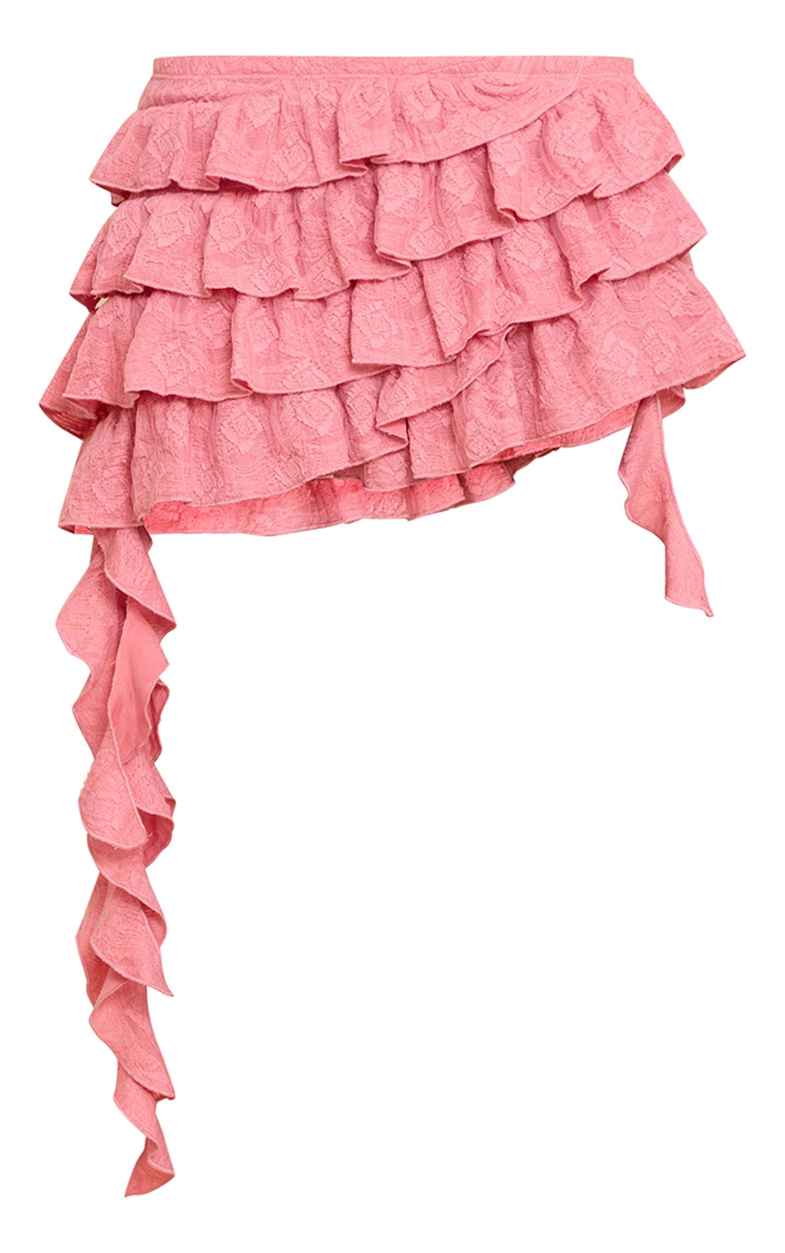 Blush Textured Tiered Rara Mini Skirt Product Image