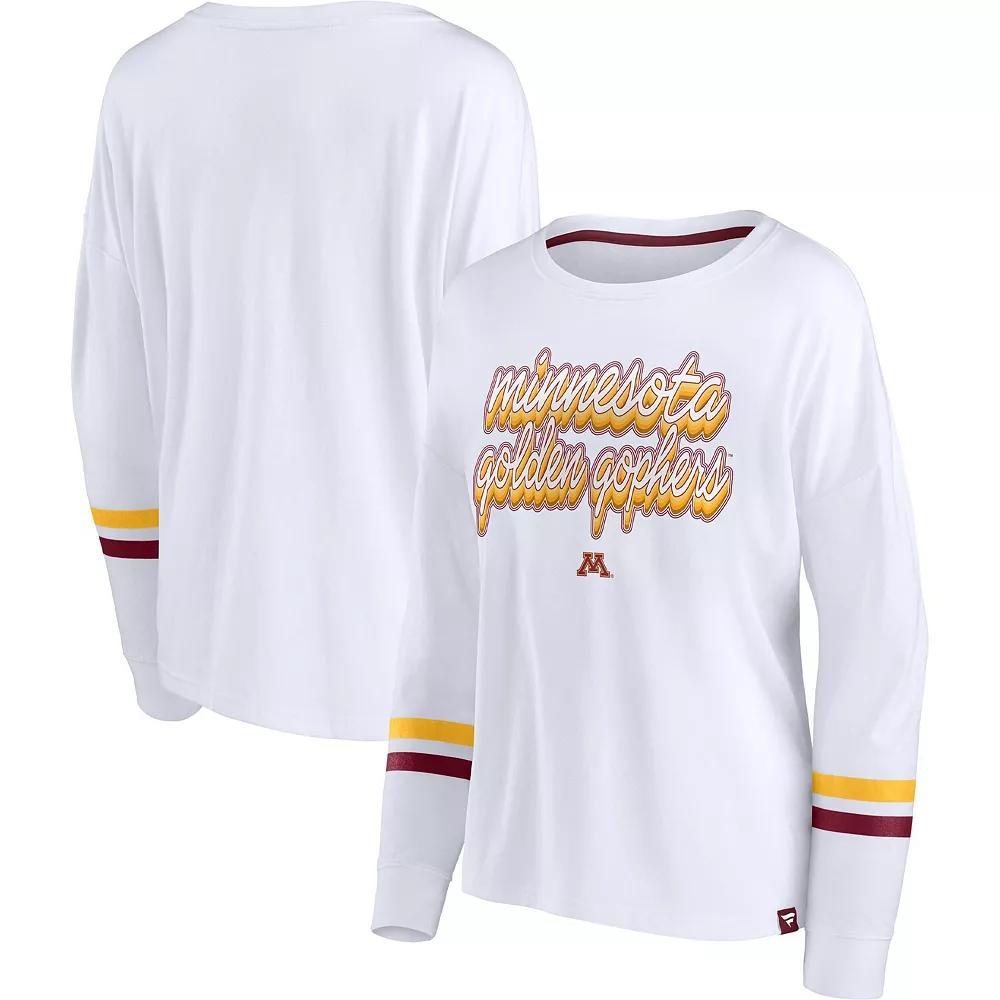 Women's Fanatics Branded White Minnesota Golden Gophers Retro Power Striped Long Sleeve T-Shirt, Size: Large Product Image
